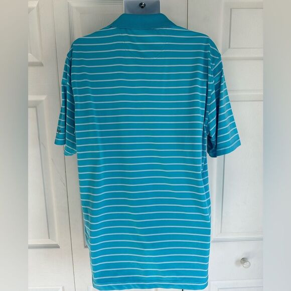 Greg Norman Golf Polo Shirt Striped Short Sleeve Size Large Blue Play Dri - Picture 5 of 9